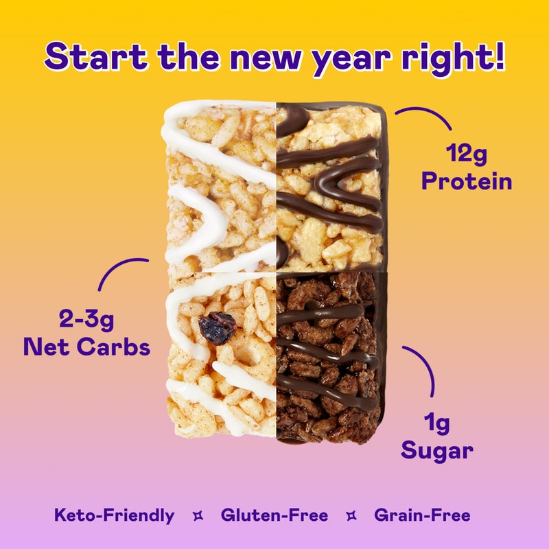 MAGIC SPOON Treats - High Protein Bars, Low Carb, Keto Friendly, 1g of Sugar, Gluten Free, Crispy Treat Cereal Bar, On-The-Go Healthy Snack (4 each of Marshmallow, Chocolate PB, Blueberry Muffin, Double Chocolate) - Image 2